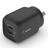 Thumbnail for Belkin BoostUp Charge Dual USB-C 65W GaN Wall Charger - Black