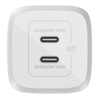 Thumbnail for Belkin BOOST UP Dual USB-C Wall Charger GaN 65W with PPS - White